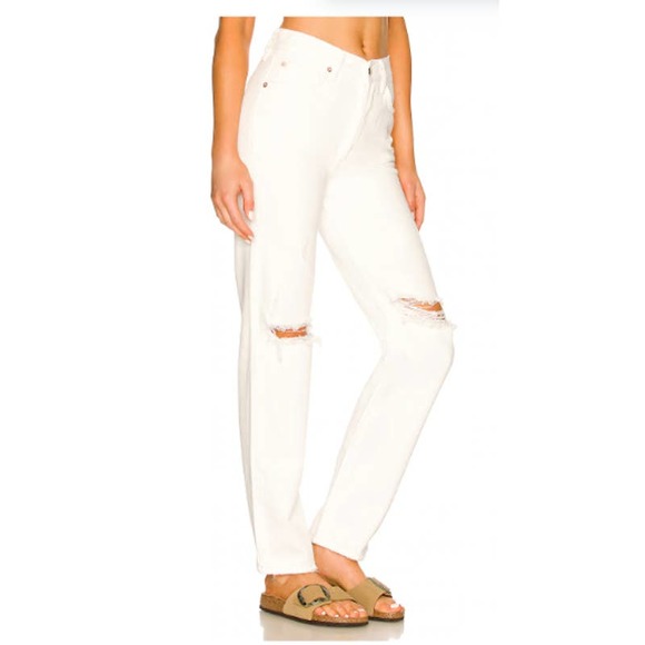 Free People The Lasso Jeans Button Fly White Denim Size 26 - Picture 2 of 12